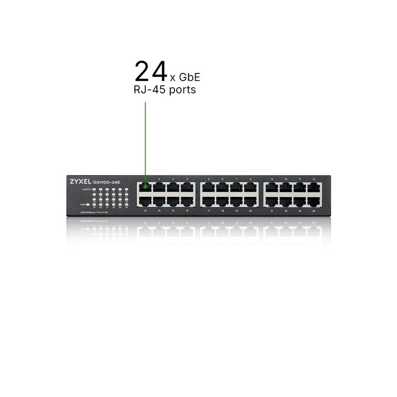 Zyxel 24-Port Gigabit Switch | Unmanaged | Fanless Design | Auto MDI/MDI-X Support | Network Ethernet Hub [GS1100-24E] - Image 3